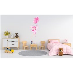 Naklejka na ścianę dla dzieci różowa wróżka balony baloniki motyle pixitex
