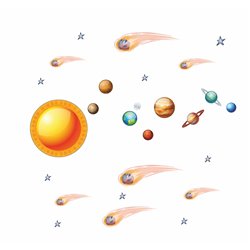 Naklejka na ścianę dla dzieci układ słoneczny kosmos planety gwiazdy naklejki pixitex