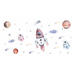 Naklejka na ścianę dla dzieci astronauta kosmos rakiety planety gwiazdy pixitex