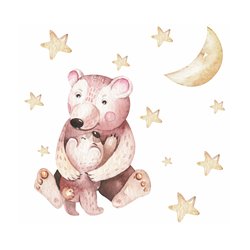 Naklejka na ścianę dla dzieci niedźwiedź  gwiazdki księżyc pixitex