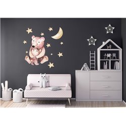 Naklejka na ścianę dla dzieci niedźwiedź  gwiazdki księżyc pixitex