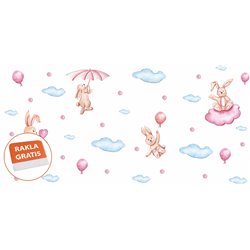 Naklejka na ścianę dla dzieci króliki chmurki balony pixitex