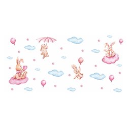 Naklejka na ścianę dla dzieci króliki chmurki balony pixitex