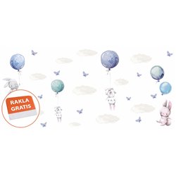Naklejka na ścianę dla dzieci króliczki balony chmurki motyle pixitex