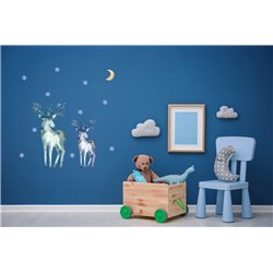 Naklejka na ścianę dla dzieci jelenie gwiazdki księżyc pixitex