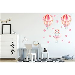 Naklejka na ścianę dla dzieci baletnica balony kwiaty pixitex