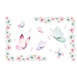 Naklejka na ścianę dla dzieci kolorowe motylki kwiatki listki pixitex