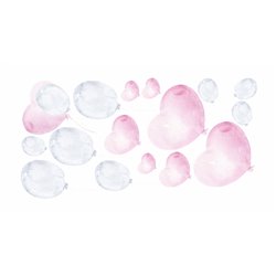Naklejka na ścianę dla dzieci kolorowe balony serduszka pixitex