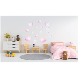 Naklejka na ścianę dla dzieci kolorowe balony serduszka pixitex