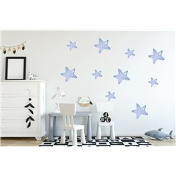 Naklejka na ścianę dla dzieci kolorowe gwiazdki płatki śniegu pixitex
