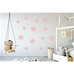 Naklejka na ścianę dla dzieci kolorowe gwiazdki płatki śniegu pixitex