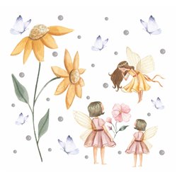 Naklejka na ścianę dla dzieci wróżki kwiatki motyle pixitex