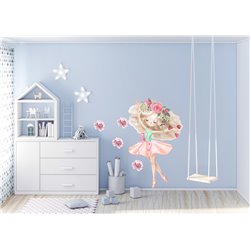 Naklejka na ścianę dla dzieci słodkie pastelowe naklejki samoprzylepne baletnica kwiaty listki dziewczynka pixitex
