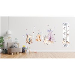 Naklejka na ścianę dla dzieci urocze pastelowe naklejki sarenka sowa ptaszki drzewa zwierzątka leśne pixitex