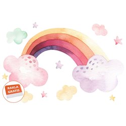 Naklejka na ścianę dla dzieci słodkie pastelowe kolorowe naklejki chmurki tęcza gwiazdki pixitex