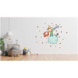 Naklejka na ścianę dla dzieci pastelowe urocze naklejki mały książę róże róża gwiazdki teleskop Little prince studiogr