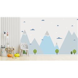 Naklejka na ścianę dla dzieci urocze pastelowe naklejki góry XL gwiazdki chmurki pixitex