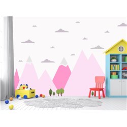 Naklejka na ścianę dla dzieci urocze pastelowe naklejki góry XL gwiazdki chmurki pixitex