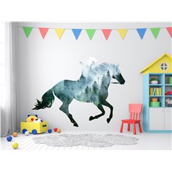 Naklejka na ścianę dla dzieci koń las nowoczesna naklejka pixitex