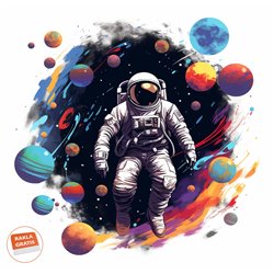 Naklejka na ścianę dla dzieci astronauta kosmos planety naklejki dla chłopców dziewczynek pixitex