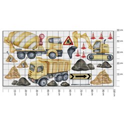 Naklejka na ścianę dla dzieci naklejki koparka maszyny budowa betoniarka wywrotka kamienie pixitex
