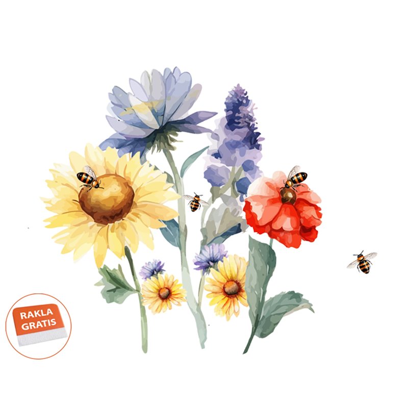 Naklejka na ścianę dla dzieci kwiaty pszczoły słoneczniki naklejka dla dziewczynek dodatek pixitex