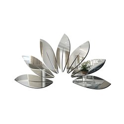 Lustro akrylowe nietłukące srebrne  liście kwiat kształt pixitex