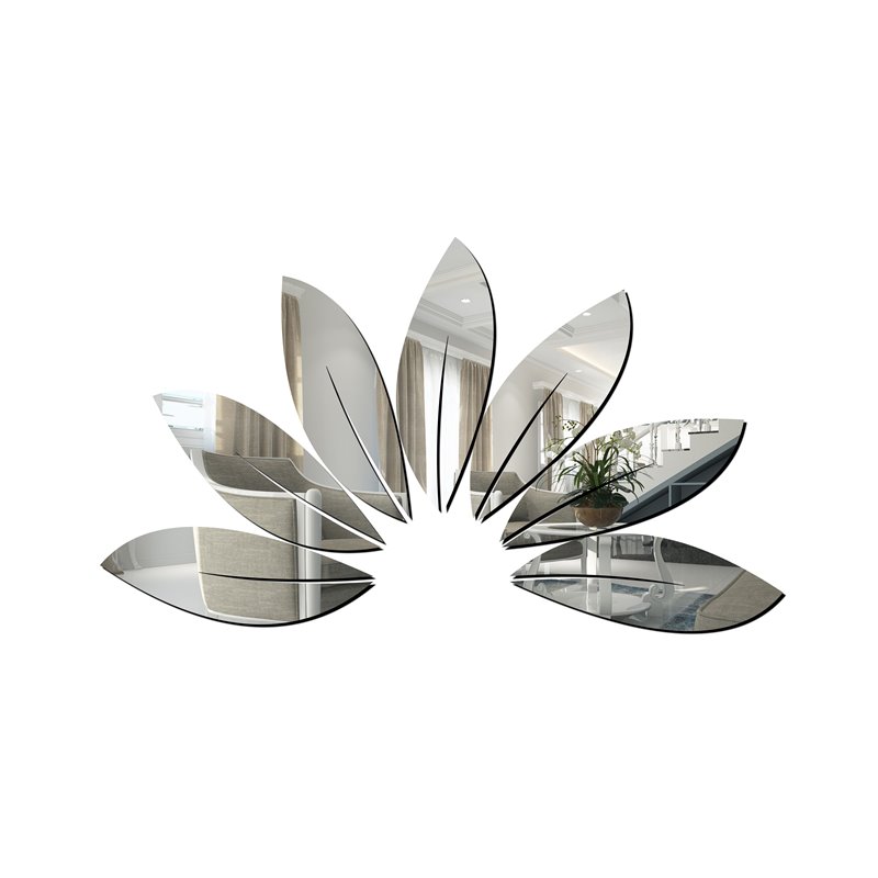 Lustro akrylowe nietłukące srebrne  liście kwiat kształt pixitex