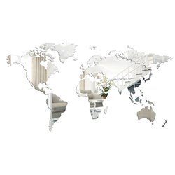 Lustro akrylowe nietłukące srebrne mapa świata kształt pixitex