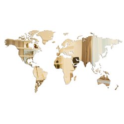 Lustro akrylowe, nietłukące złote mapa świata kształt pixitex