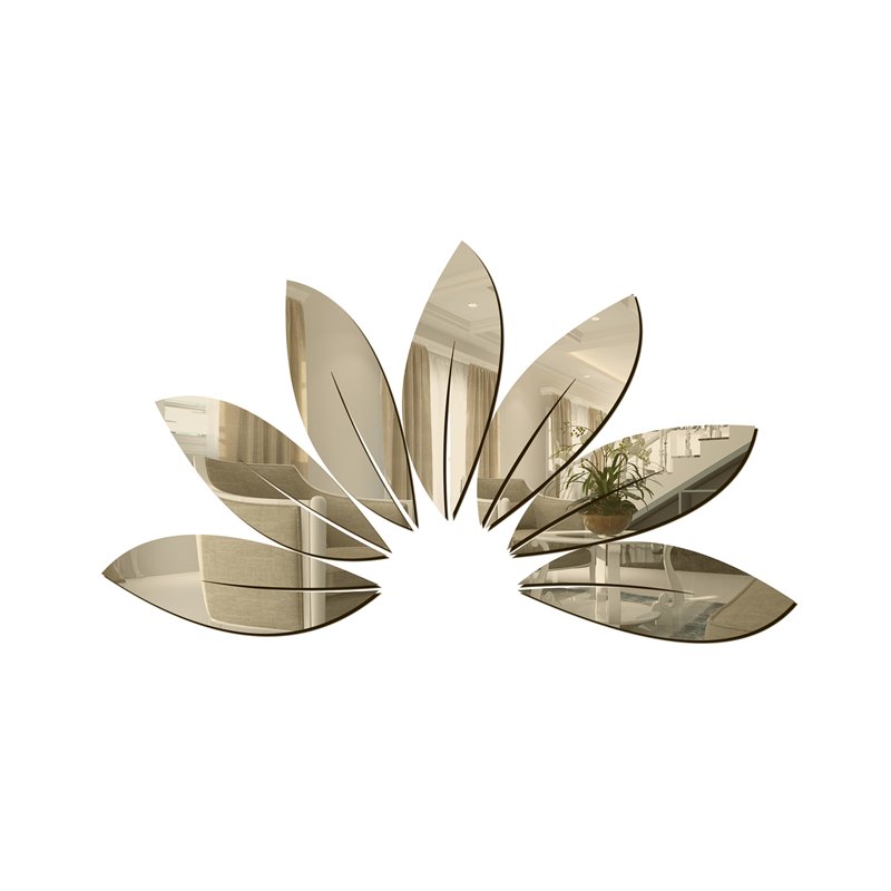 Lustro akrylowe, nietłukące złote liście kształt pixitex