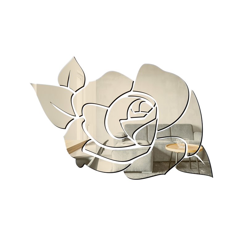 Lustro akrylowe, nietłukące złote kwiat róża liście kształt pixitex