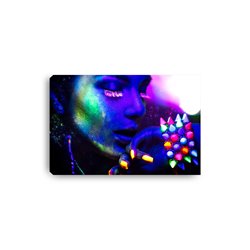 Obraz na płótnie canvas kobieta twarz ćwieki neon mocne kolory pixitex