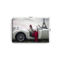 Obraz na płótnie canvas poziomy kobieta czerwień samochód paryż pixitex