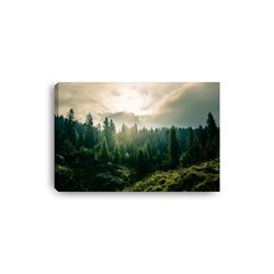 Obraz na płótnie canvas poziomy las góry słońce chmury widok zieleń pixitex