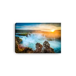 Obraz na płótnie canvas poziomy wodospad skały widok zachód słońca pixitex