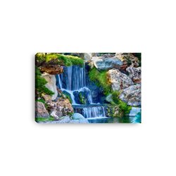 Obraz na płótnie canvas poziomy wodospad kamienie zieleń roślinność pixitex