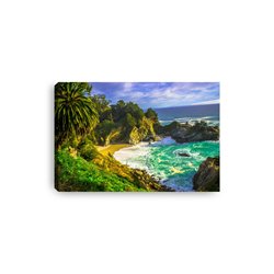 Obraz na płótnie canvas poziomy plaża morze niebo palmy roślinność pixitex