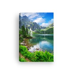 Obraz na płótnie canvas pionowy góry jezioro drzewa widok niebo pixitex
