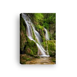 Obraz na płótnie canvas pionowy wodospad kamienie las zieleń pixitex