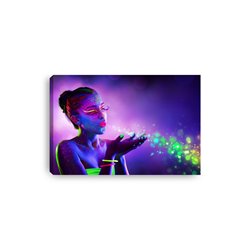 Obraz na płótnie canvas poziomy kobieta neon pył żywe kolory makijaż pixitex