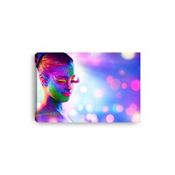Obraz na płótnie canvas poziomy kobieta twarz makijaż światło neon pixitex