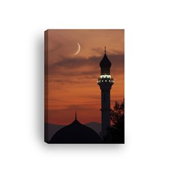 Obraz na płótnie canvas pionowy wieża zachód słońca kolory księżyc pixitex