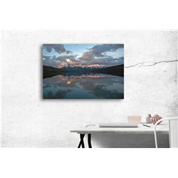 Obraz na płótnie canvas poziomy jezioro góry zachód słońca kolory pixitex