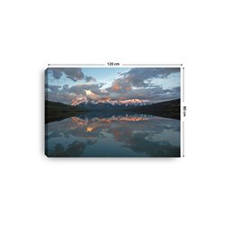 Obraz na płótnie canvas poziomy jezioro góry zachód słońca kolory pixitex
