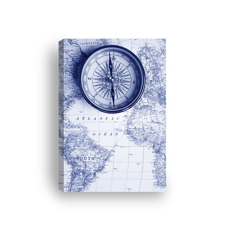 Obraz na płótnie canvas pionowy mapa świata kompas niebieski pixitex