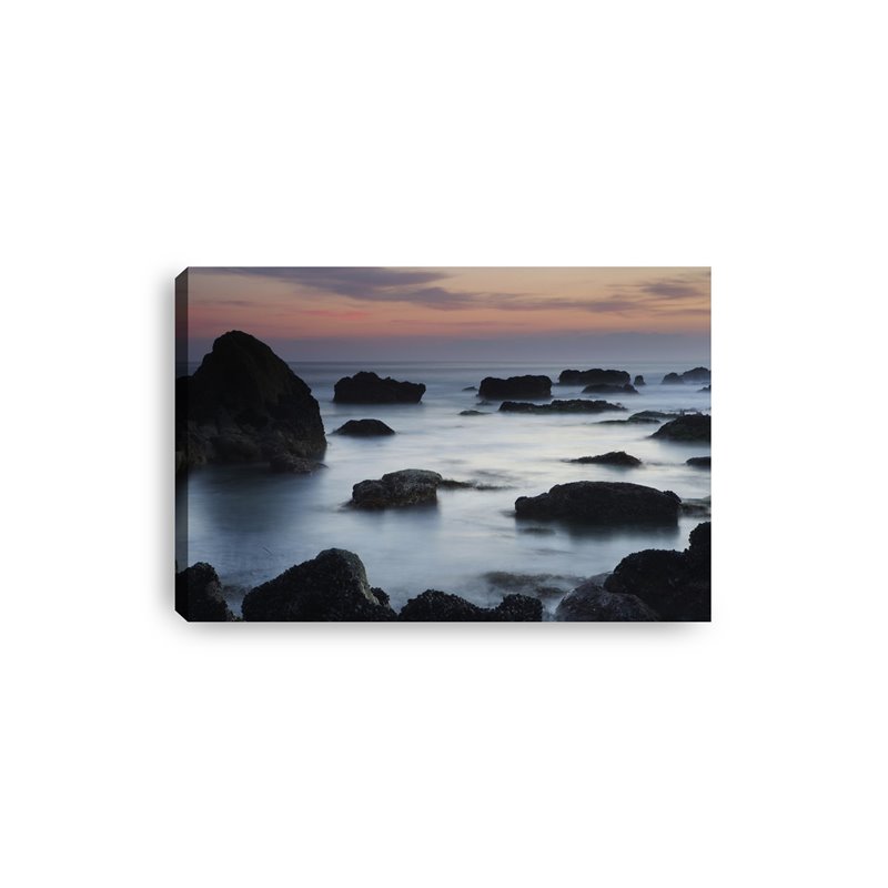 Obraz na płótnie canvas poziomy widok niebo skały morze zachód słońca pixitex