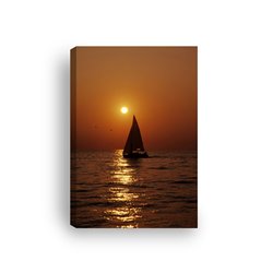 Obraz na płótnie canvas pionowy łódka ocean zachód słońca pixitex