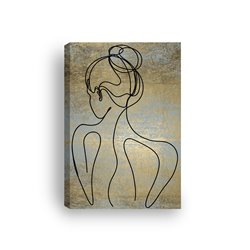 Obraz na płótnie canvas pionowy line art kobieta złote tło nowoczesne pixitex