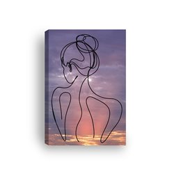 Obraz na płótnie canvas pionowy line art kobieta zachód słońca tło pixitex